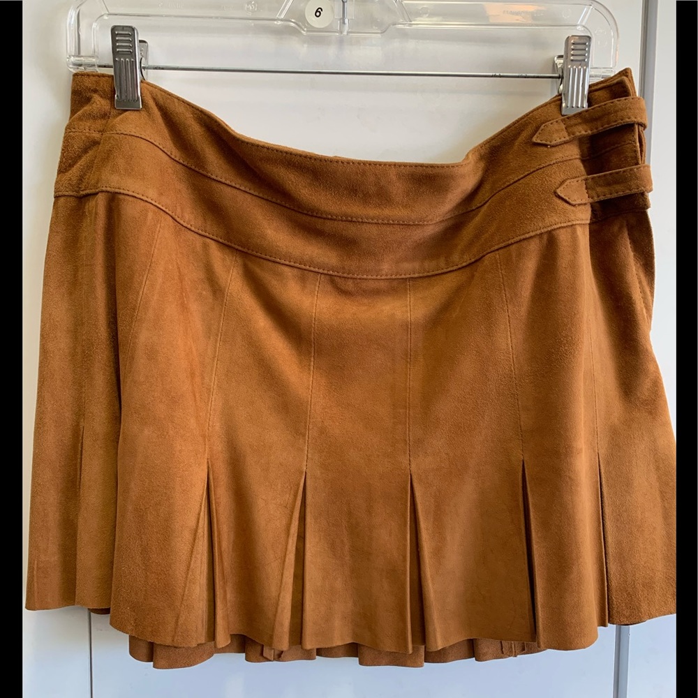 Joie Suede Mini Skirt in Warm Caramel Brown